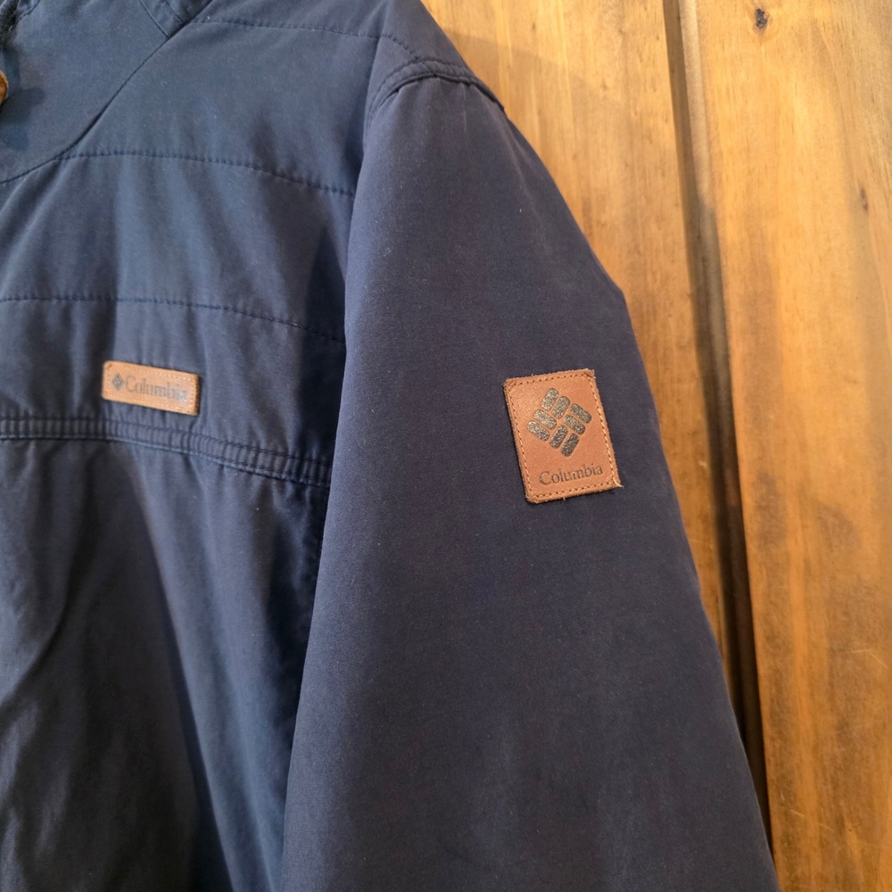 Columbia Hooded Jacket Women XL Navy Blue Excellent Sherpa Lined Parka Coat - Picture 3 of 8